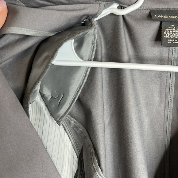 Lane Bryant Perfect Drape Blazer in gray, striped interior - Picture 8 of 10